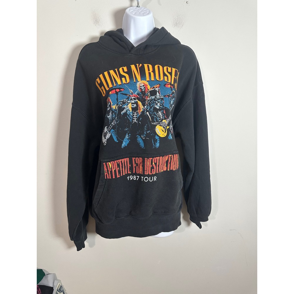 H&M Guns N Roses Appetite For Destruction 1987 Tour Oversized Hoodie Black M